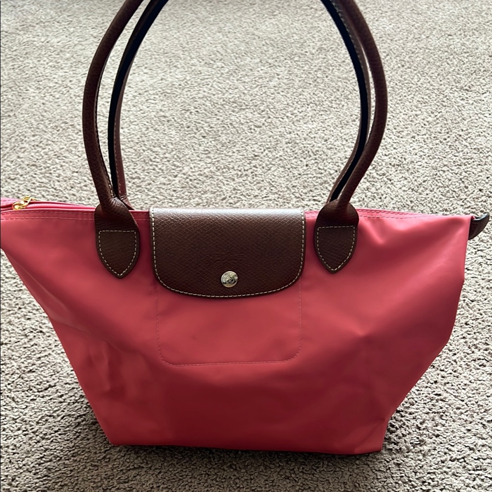 Longchamp Le Pliage Tote with Brown Trim. READ DESCRIPTION